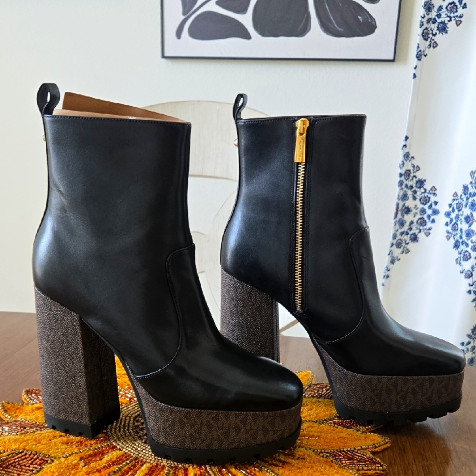 Michael Michael Kors Black And Brown Heeled Boots